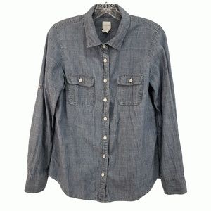 J Crew Cotton Button Down Long Sleeve Top